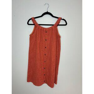 Madewell Women's Burnt Orange Tank dress wooden button front mini dress Sz Small